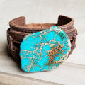 Genuine Leather Wide Cuff Bracelet w/ Regalite Slab